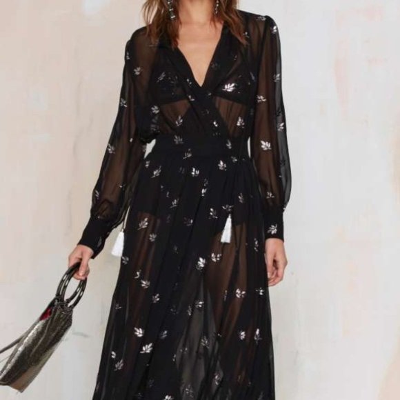 Nasty Gal Sheer Glitter Sheer Maxi Dress - Picture 2 of 8